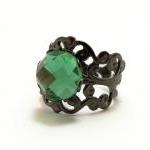 Green Ring - Green Jewelry - Black Jewelry - Black..