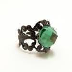 Green Ring - Green Jewelry - Black Jewelry - Black..