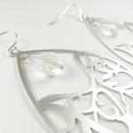 Clear Crystal Jewelry Teardrop Earrings Silver..