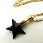 Black Star Necklace Crystal Jewelry Gold Necklace Black Crystal Celestial Star Necklace