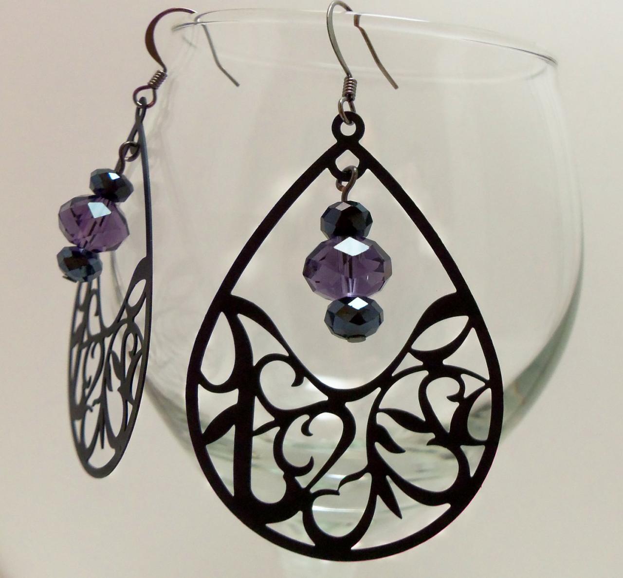 amethyst statement earrings
