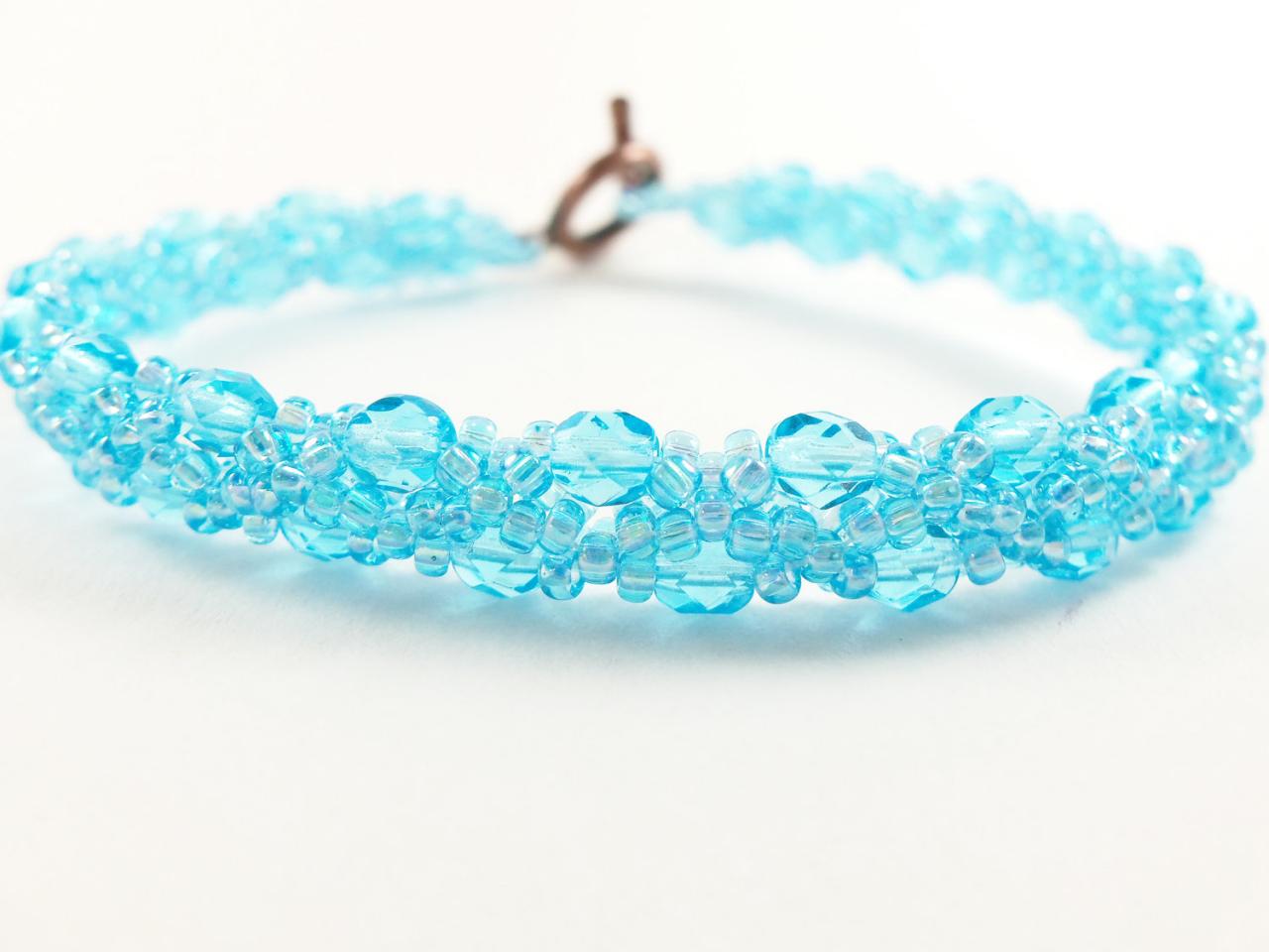 Sky Blue Bracelet Bright Blue Jewelry Beaded Jewelry Spring Jewelry Light Blue