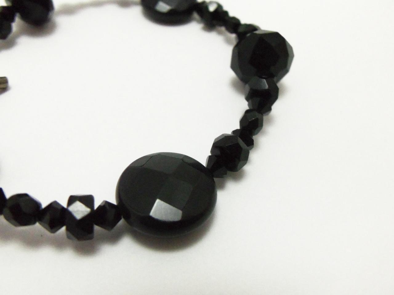 Obsidian Gemstone Bracelet Black Gothic Crystal Jewelry