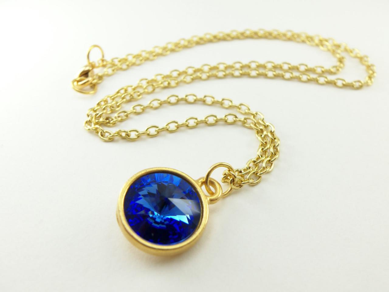 Gold Necklace Sapphire Birthstone Necklace Sapphire Blue September Birthstone Necklace Gold Jewelry