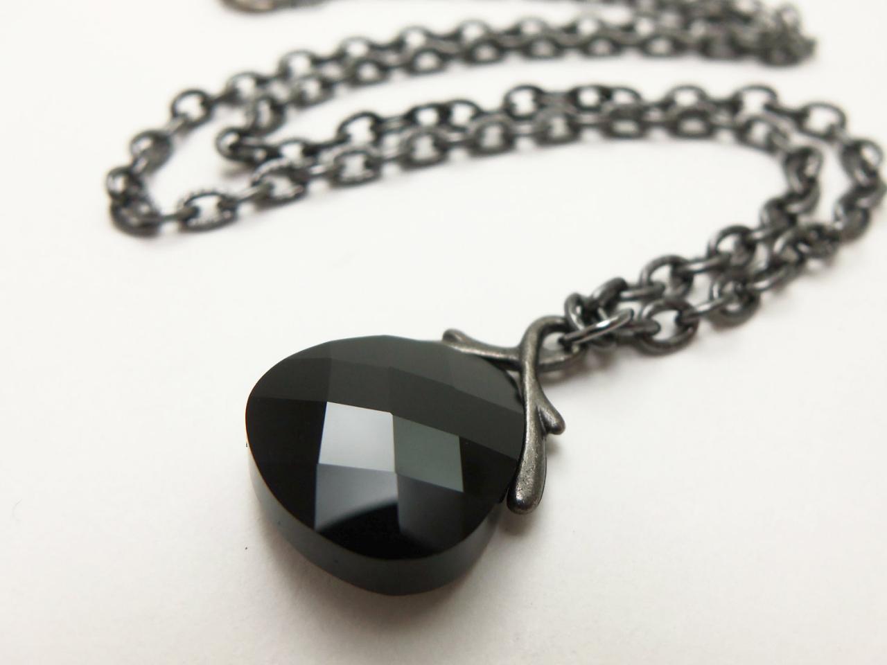 Crystal Necklace Black Jewelry Black Necklace Briolette Beaded Necklace