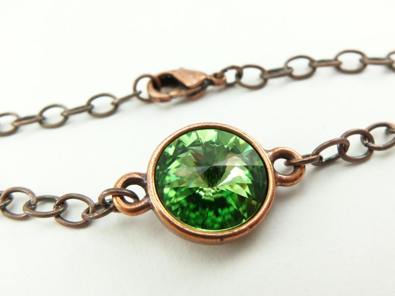 Peridot Bracelet August Birthstone Bracelet Peridot Birthstone Green Copper Bracelet Crystal Chain Bracelet