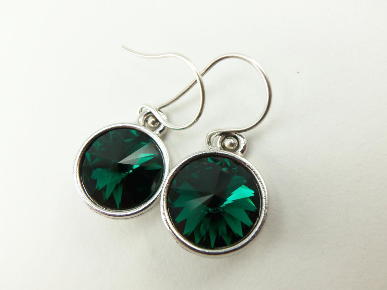 Emerald Earrings May Birthstone Earrings Sterling Silver Drop Earrings Emerald Dangle Earrings Color Of The Year