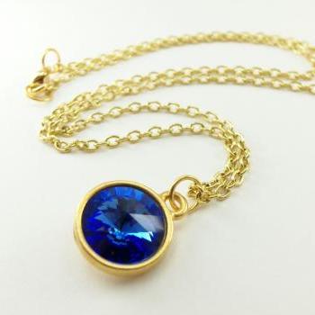 Gold Necklace Sapphire Birthstone Necklace..