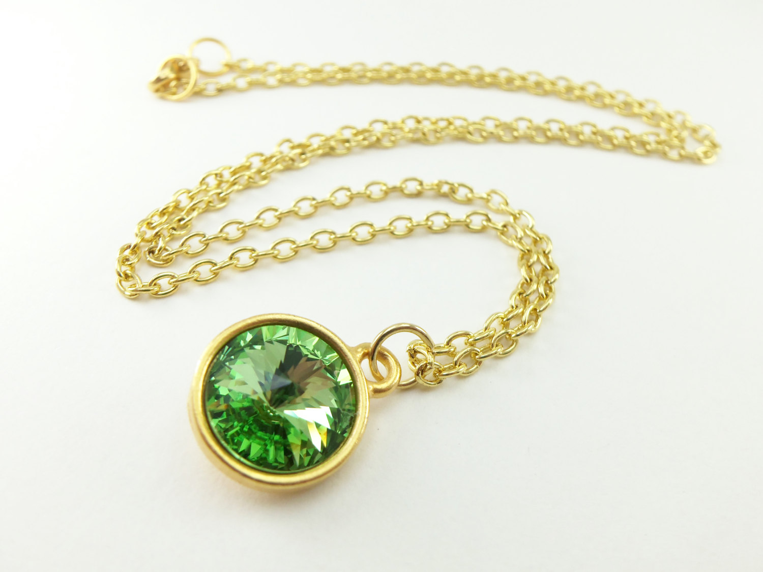 Peridot Necklace Green Gold Jewelry August Birthstone Necklace Crystal